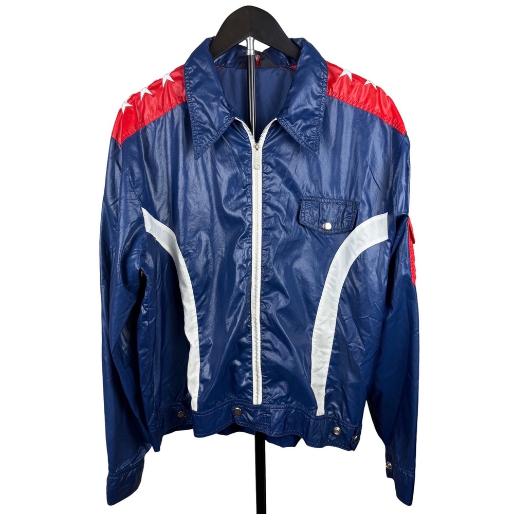 Vintage 70s Briarcliff Windbreaker Red White Blue Stars Nylon Evel Knievel